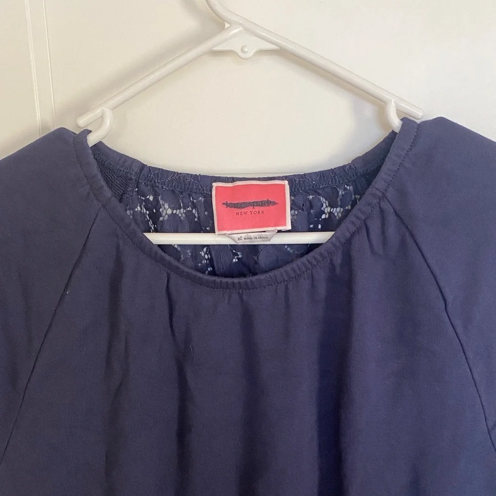 Kate Spade Dark Blue Short Sleeve Dress with lace and open back size XL